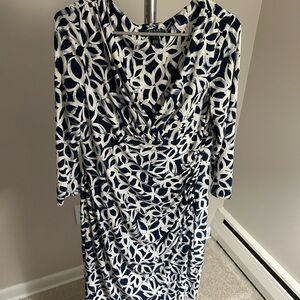 Navy blue dress with white floral pattern size 12 polo Ralph Lauren